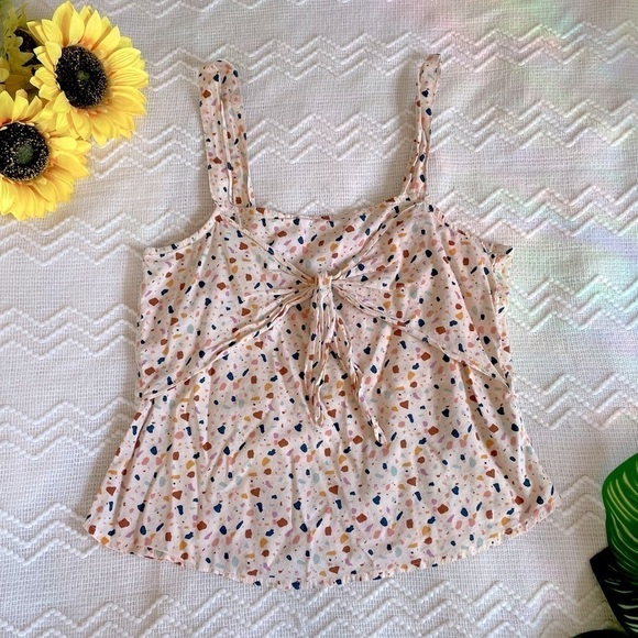 Madewell Tops - Madewell Terrazo Print Tie Front Top